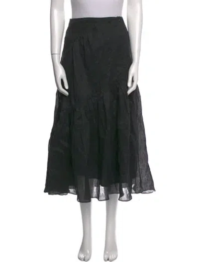 Pre-owned Sandro Linen Midi Length Skirt In Black