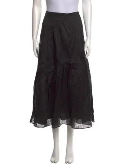 Pre-owned Sandro Linen Midi Length Skirt In Black