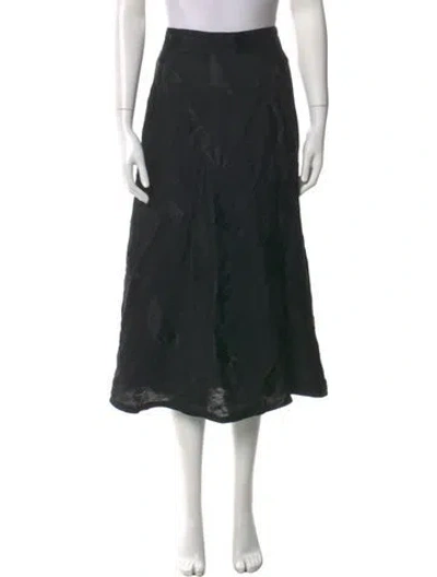Pre-owned Sandro Linen Midi Length Skirt In Black