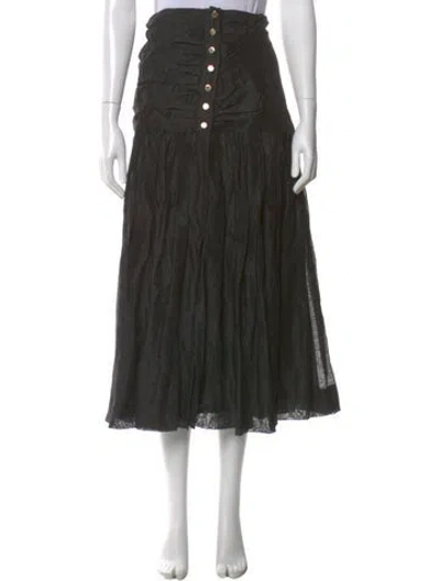 Pre-owned Sandro Linen Midi Length Skirt In Black