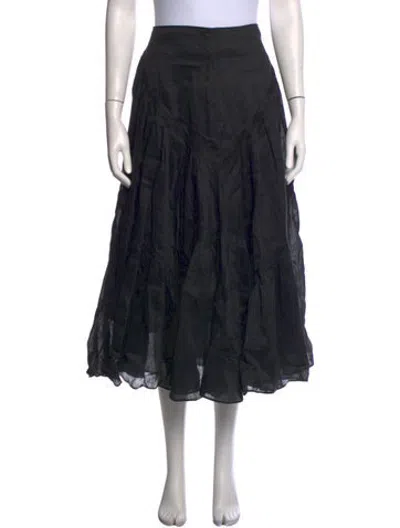 Pre-owned Sandro Linen Midi Length Skirt In Black
