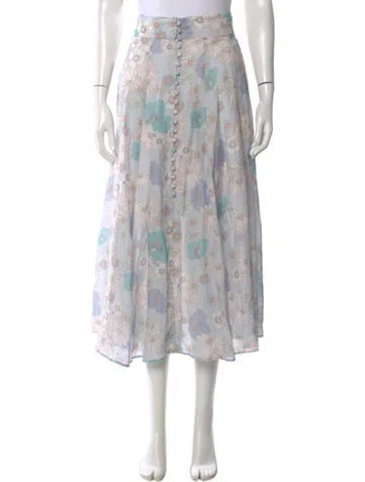 Pre-owned Sandro Linen Midi Length Skirt In Blue