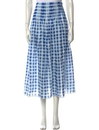 Pre-owned Sandro Linen Midi Length Skirt In Blue