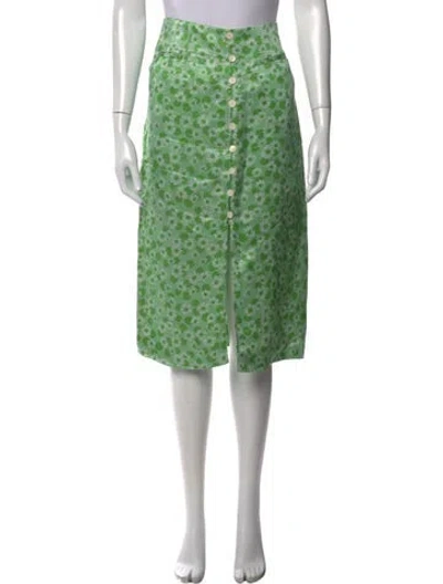 Pre-owned Sandro Linen Midi Length Skirt In Green