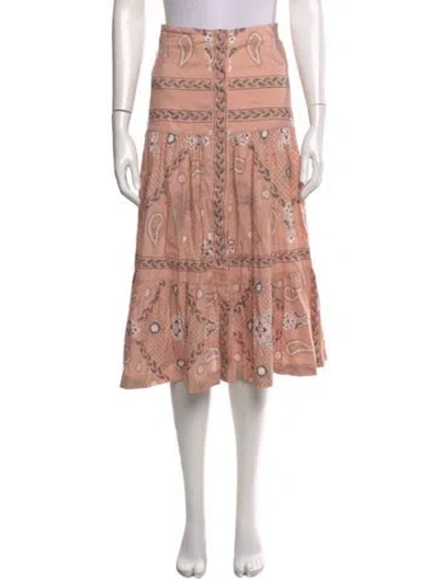 Pre-owned Sandro Linen Midi Length Skirt In Pink