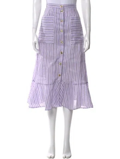 Pre-owned Sandro Linen Midi Length Skirt In Purple