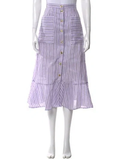 Pre-owned Sandro Linen Midi Length Skirt In Purple