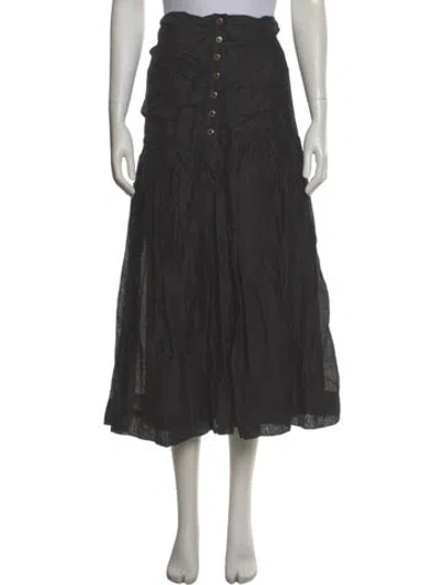 Pre-owned Sandro Linen Midi Length Skirt W/ Tags In Black