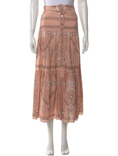 Pre-owned Sandro Linen Midi Length Skirt W/ Tags In Pink