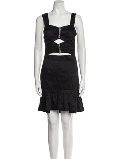 Pre-owned Sandro Linen Mini Dress In Black