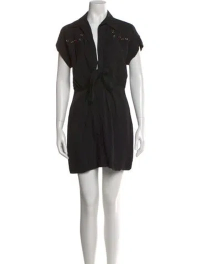 Pre-owned Sandro Linen Mini Dress In Black