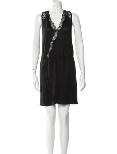 Pre-owned Sandro Linen Mini Dress In Black