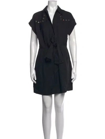 Pre-owned Sandro Linen Mini Dress In Black