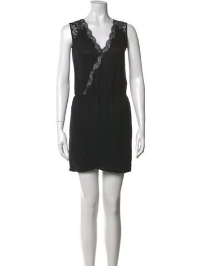 Pre-owned Sandro Linen Mini Dress In Black