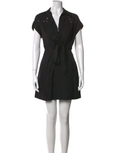 Pre-owned Sandro Linen Mini Dress In Black