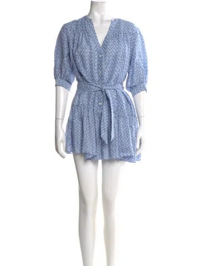 Pre-owned Sandro Linen Mini Dress In Blue