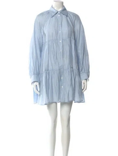 Pre-owned Sandro Linen Mini Dress In Blue