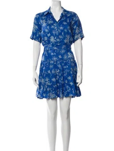 Pre-owned Sandro Linen Mini Dress In Blue
