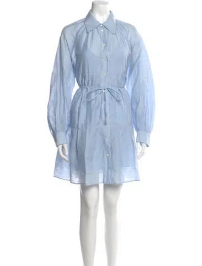 Pre-owned Sandro Linen Mini Dress In Blue
