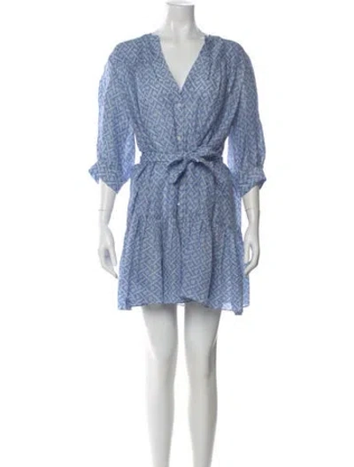 Pre-owned Sandro Linen Mini Dress In Blue