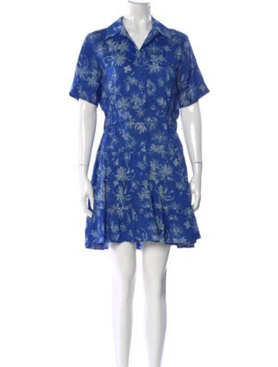 Pre-owned Sandro Linen Mini Dress In Blue