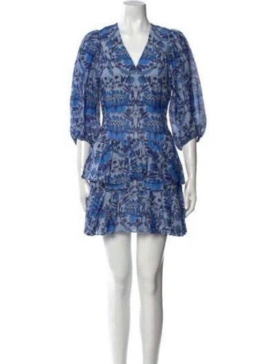 Pre-owned Sandro Linen Mini Dress In Blue