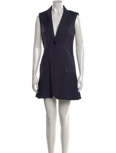 Pre-owned Sandro Linen Mini Dress In Blue