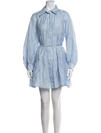 Pre-owned Sandro Linen Mini Dress In Blue
