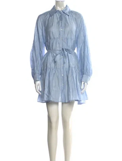 Pre-owned Sandro Linen Mini Dress In Blue