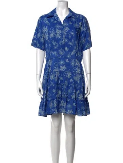 Pre-owned Sandro Linen Mini Dress In Blue