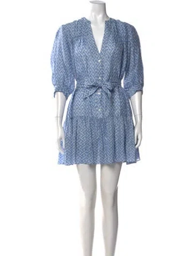 Pre-owned Sandro Linen Mini Dress In Blue