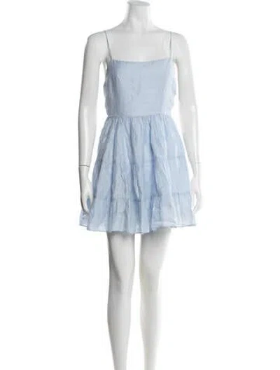 Pre-owned Sandro Linen Mini Dress In Blue