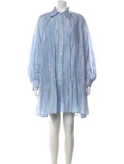 Pre-owned Sandro Linen Mini Dress In Blue