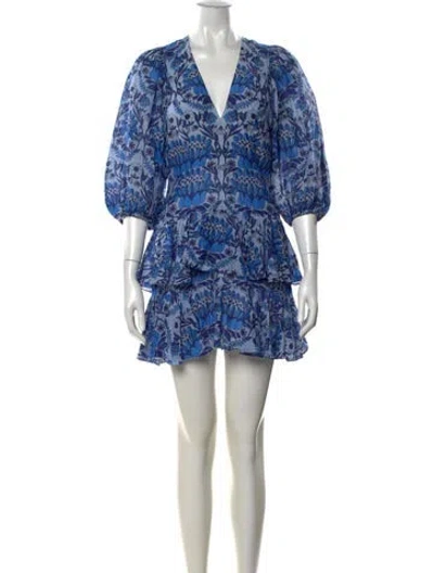 Pre-owned Sandro Linen Mini Dress In Blue