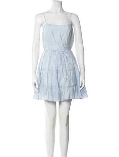 Pre-owned Sandro Linen Mini Dress In Blue