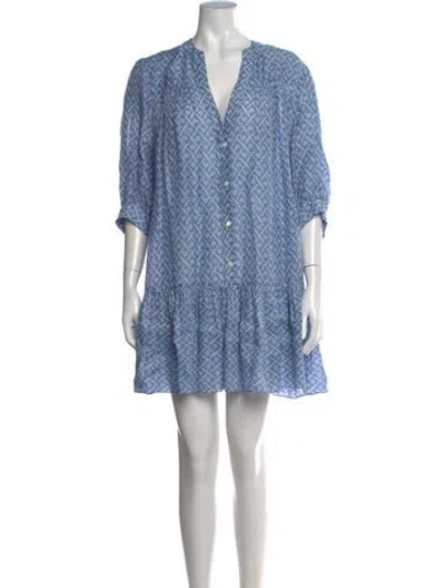 Pre-owned Sandro Linen Mini Dress In Blue