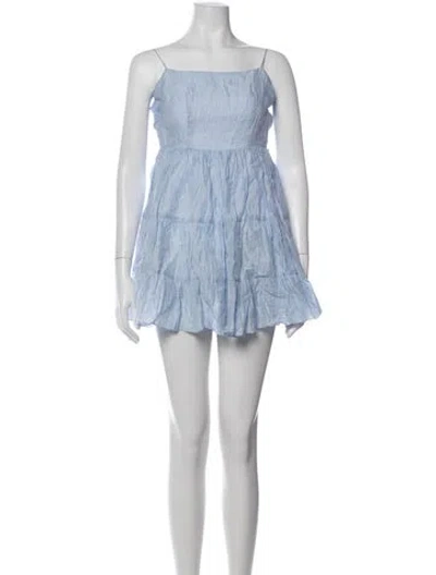 Pre-owned Sandro Linen Mini Dress In Blue