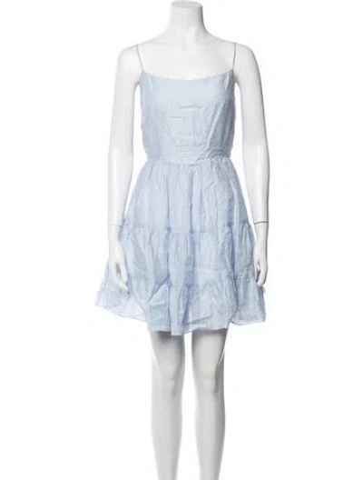 Pre-owned Sandro Linen Mini Dress In Blue