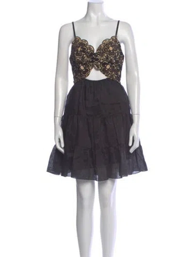 Pre-owned Sandro Linen Mini Dress In Gray