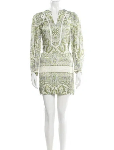 Pre-owned Sandro Linen Mini Dress In Green