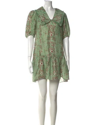Pre-owned Sandro Linen Mini Dress In Green