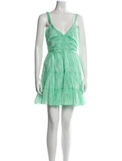 Pre-owned Sandro Linen Mini Dress In Green