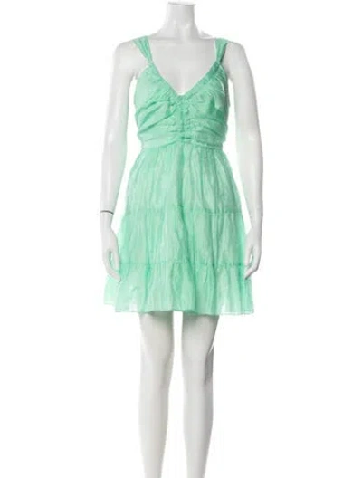 Pre-owned Sandro Linen Mini Dress In Green