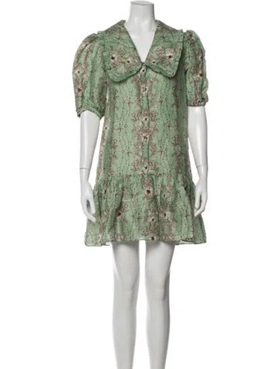 Pre-owned Sandro Linen Mini Dress In Green