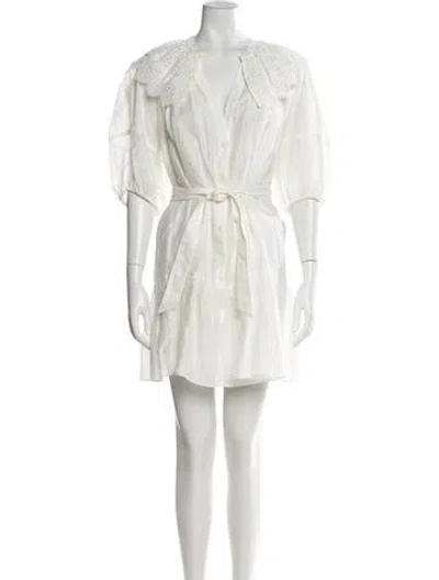 Pre-owned Sandro Linen Mini Dress In Neutral