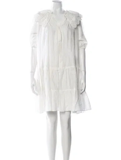 Pre-owned Sandro Linen Mini Dress In Neutral