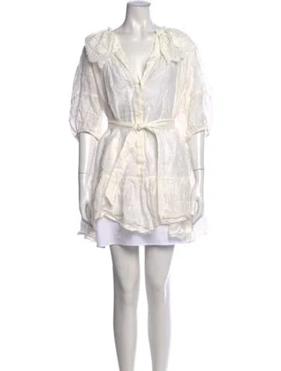 Pre-owned Sandro Linen Mini Dress In Neutral