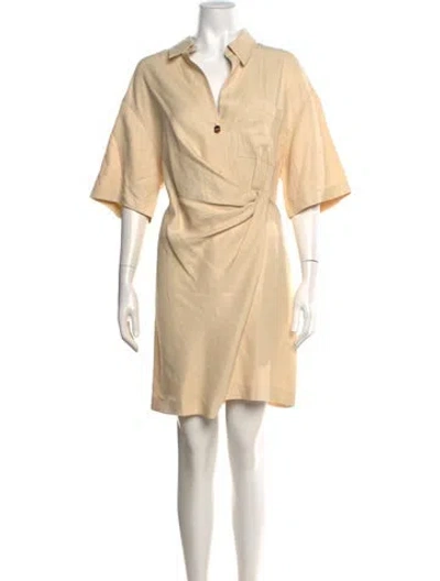 Pre-owned Sandro Linen Mini Dress In Neutral