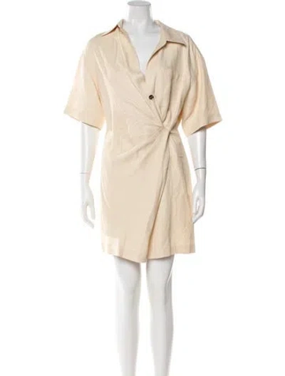 Pre-owned Sandro Linen Mini Dress In Neutral
