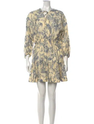 Pre-owned Sandro Linen Mini Dress In Neutrals/white
